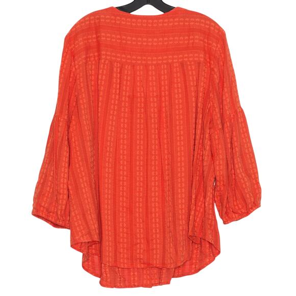 J Jill Top Floral Cottage Prairie Boho Coastal Grandma Romantic Button Orange 2X - Picture 2 of 7